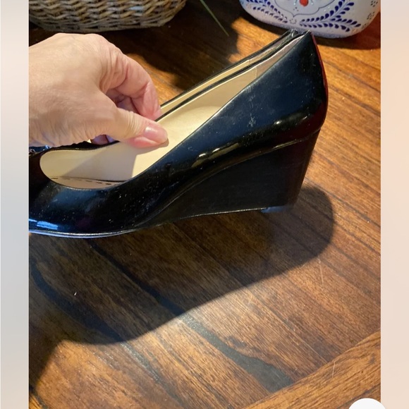 Coach Women’s Black Patent Leather Precious Q1383 A3255 Wedge Shoes Size 7M NEW! - Picture 2 of 12